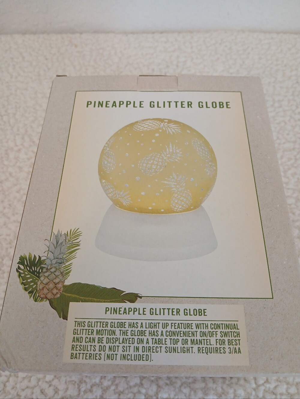 Pineapple Glitter Globe - Yellow Pineapple Design